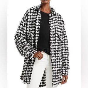 IRO Black and White Houndstooth Teddy Jacket